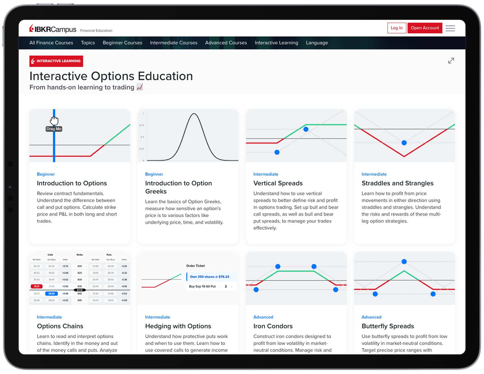 iPad showing YMC Campus with Options Education